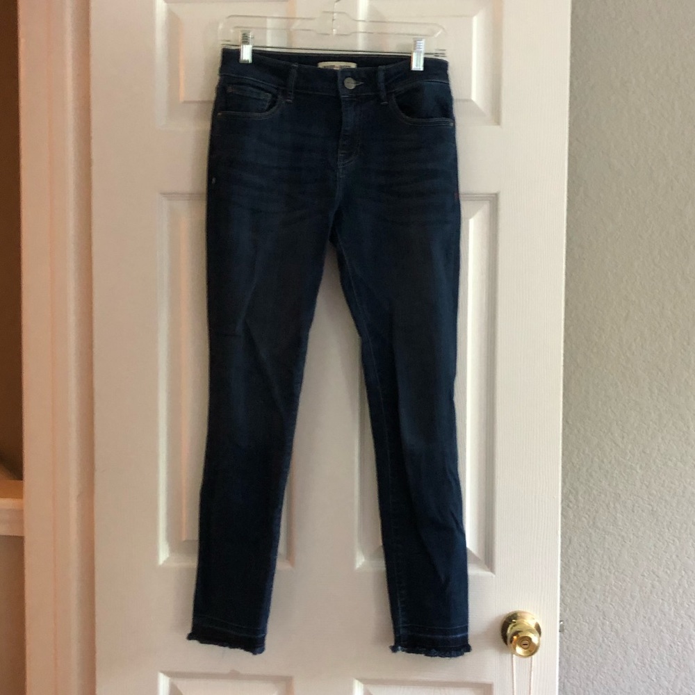 Warp + Weft SFO Skinny Dark Wash Jeans Raw Hem 0